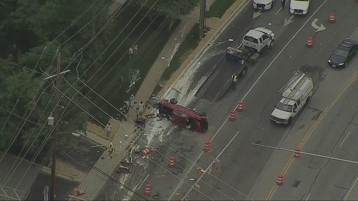 Crash leaves vehicle overturned in Silver Spring